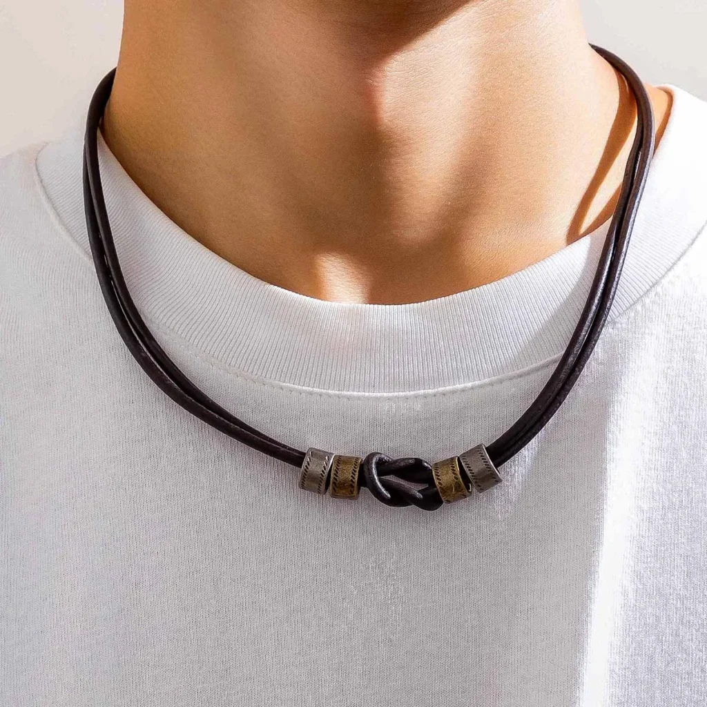 Double Layered Knotted Leather Necklace