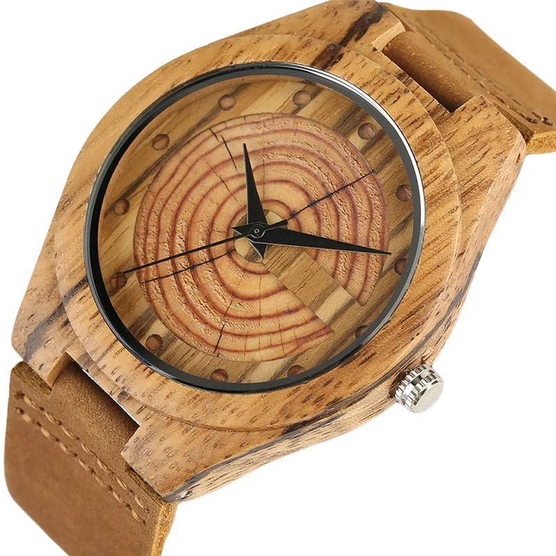 Handmade Annual Ring Wood & Leather Wristwatch